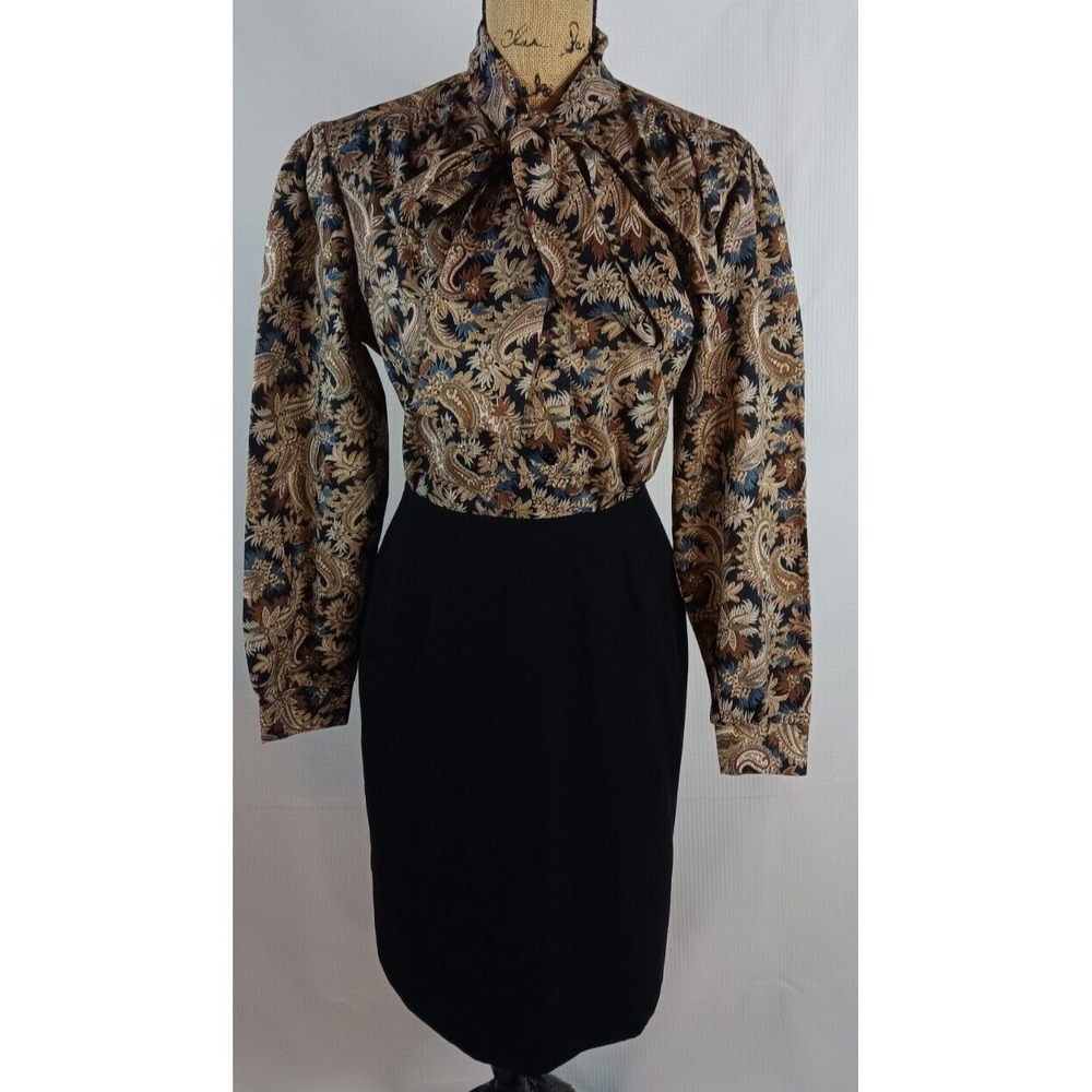 Laura Mae women's Floral Paisley Print button‎ front brown Blouse size 10 AA453